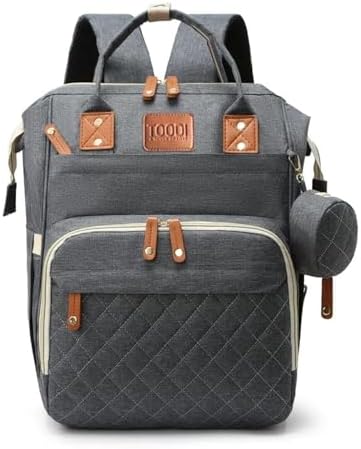 (Dark Grey) Diaper Backpack, Nappy Tote Large Capacity Bag, for Maternity with USB Charge Port new born, Multifunction Travel & changing bag for Mom & Dad
