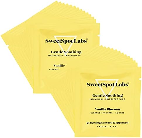 SweetSpot Labs On-The-Go pH Balanced Feminine Wipes, Cleanse & Refresh, Vanilla Blossom, 30 Individually Wrapped Wipes