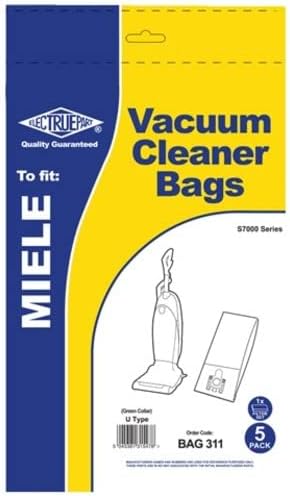 Electruepart Compatible Miele Type U Microfibre Vacuum Cleaner Dust Bags for Upright S7000 Series (Pack of 5 with 1 Filter)