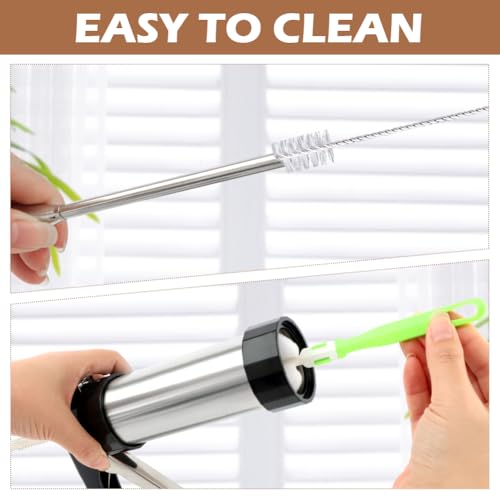 Churro Maker Machine - Stainless Steel Churro Maker Professional Churrera with 8 Stainless Steel Decorating Tips & 8 Discs, Piping Bag, Churro Filler Hollow Churro(Black+silver)