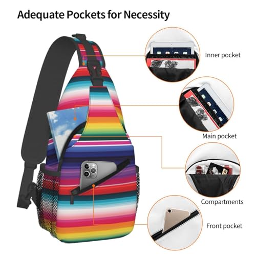 Bolso Sling para Hombre y Mujer con Rayas Mexicanas Coloridas miniatura 3