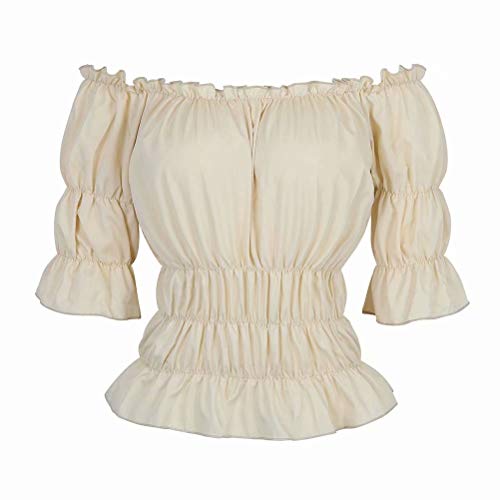 Camisas Mujer Blusas Verano Medieval Elegantes Victoriano Disfraz Blusas Tops gotico Retro Vintage renacentista Caqui s