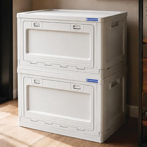 Image of HomeStrap Multi Stack Storage Box Set of 2 | Foldable & Stackable Organizer with Front and Top Open Door | Multipurpose Dual Access Storage Box for Home, Kitchen, Camping & Travel