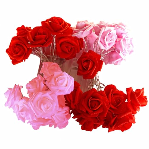 Guirnalda de luces LED de rosas, 80 luces, 10 metros, luces florales decorativas, alimentación por USB, iluminación de acento interior para propuestas y celebraciones, certificado seguro