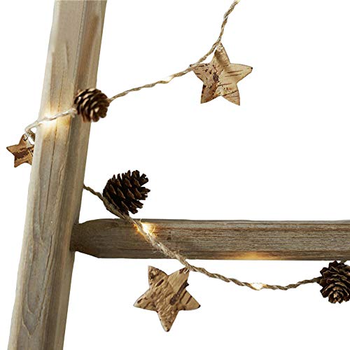 Preisvergleich Produktbild QINQI Holzhackschnitzel Fünf-Sterne-Tannenzapfen LED Lichterkette Weihnachtsdekoration Lichter Weihnachten Kupferdraht Lichterkette Warme Lichter Weihnachtsdekoration