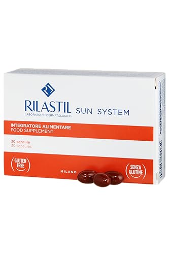 Rilastil Sun System Integratore Alimentare, Integratori con Vitamine, Tirosina e Selenio, Confezione da 30 capsule