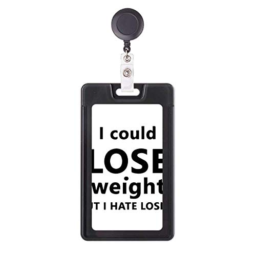 Porte-badge rétractable noir avec citation Lose Weight pour cartes professionnelles