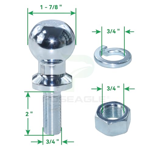 Image of [Upgraded] Lawn Mower Trailer Towing Hitch, 1-7 /8-Inch Diameter | Include Chrome Trailer Hitch Ball, 2,000 lbs, 3 /4 x 2-Inch Shank, for John Deere Cub Cadet Husqvarna Mowers