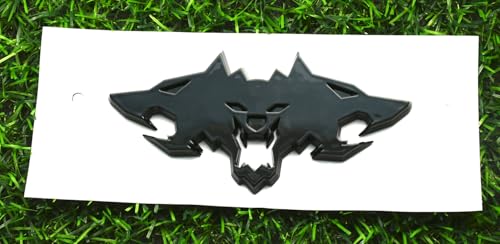 Image of Wolf Pack Emblems 3D Logo Car Badge Side Rear Styling Decal Sticker Compatible with Tesla Cybertruck Cyberbeast Motorcycles (Glossy Black)