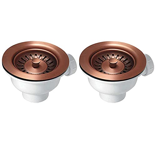2X 90mm Antique Copper Strainer Waste for Astini, RAK, Rangemaster Ceramic Sink