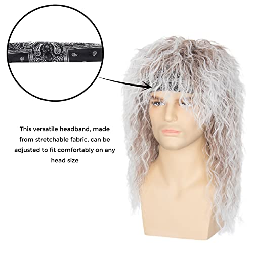 Miss U Hair 80S Wig Men Women Rocker Costume Set - Stretchable Headband Tattoo Sleeve Studded Wristband Glove #TOP3