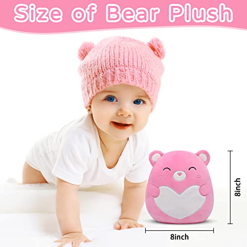 Bear Stuffed Animals Bear Plush With Love Pillow Toy，8” Kawaii Pink Teddy Bear Stuffed Bear Small Teddy Bear With Love, Cute Bear Plushie Teddy Bear For Kids Girlfriend Valentine's Day #TOP1
