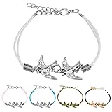 ➤ Länge des Armbandes: 24cm / Größe Vögel: 30mm x 21mm ➤ wählbare Farbe des Armbandes: schwarz, weiß, pink, blau oder braun