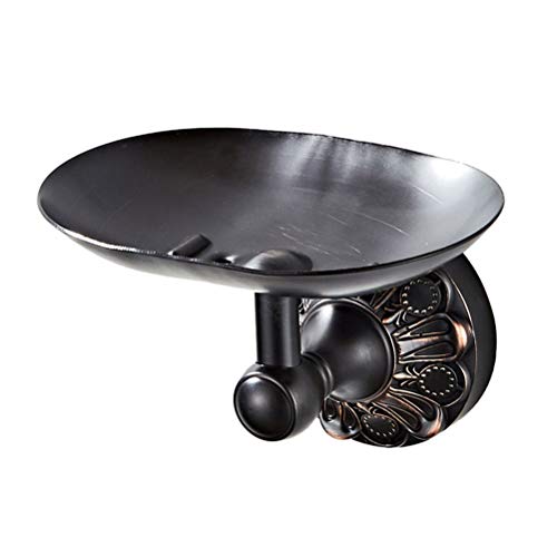 Doitool Antique Copper Soap Dishes Oval Soap Holder Wall Mounted Soap Dish Holder Soap Holder Box Kitchen Lavaory Bathroom Accessories (Black) Soap Dish #TOP1
