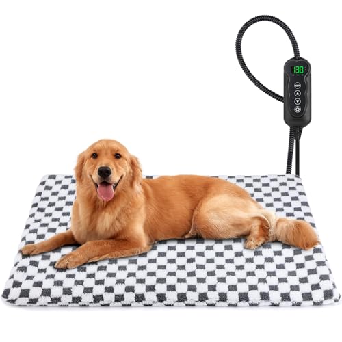 MIXJOY Pet Heating Pad, 11 Adjustable Temperature Dog Heating Pad Indoor with Timer, Heating Pad for Dogs Cats, Electric Cat Heating Pad with Washable Cover, Heated Pet bed-35\'\'x24\'\', Large
