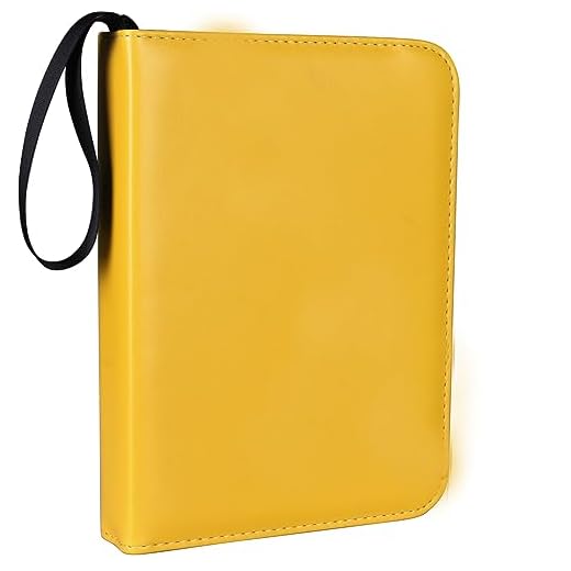 Card Binder 4 Pokets,Trading Card Holder Book for TCG Game Cards and Sports Trading Cards,Fits 400 Cards Collector Album Yellow