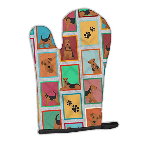 Caroline's Treasures MLM1128OVMT Lots of Airedale Terrier Oven Mitt Heat Resistant Thick Oven Mitt for Hot Pans and Oven, Kitchen Mitt Protect Hands, Cooking Baking Glove