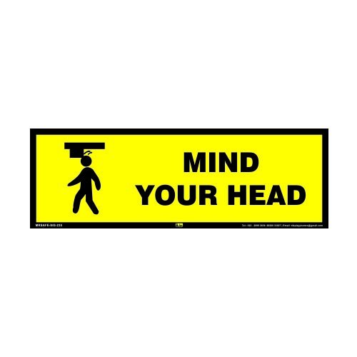 Mr. Safe - Mind your Head Sign PVC Sticker (12 Inch X 4 Inch) (B07V5VDD16) Amazon Price History, Amazon Price Tracker