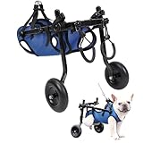 PETCUTE Klappbare Hunderollstuhl für Hinterbeine, Leichter Haustierrollstuhl, Verstellbar Rollstuhl für Kleine und Mittel Haustiere mit Stoßdämpfenden Rädern, für verletzte, behinderte Hunde,S