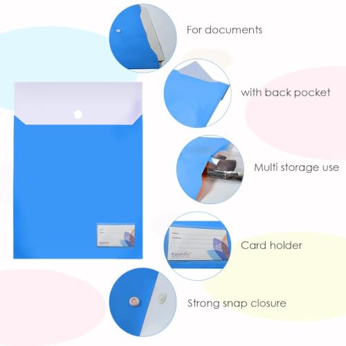 Image of Shuban Double Pocket Document Folders Letter A4 Size File Envelopes with Label Pocket & Paste Button for School Home Work Office Organization (Style-5-Double Pocket Folder-4Pcs-Multi Color)