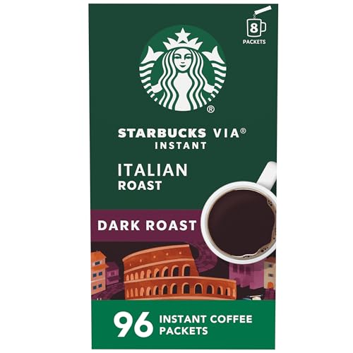 Starbucks VIA Instant Coffee Dark Roast Packets ? Italian Roast ? 100% Arabica - 8 Count (Pack of 12) - Packaging may vary