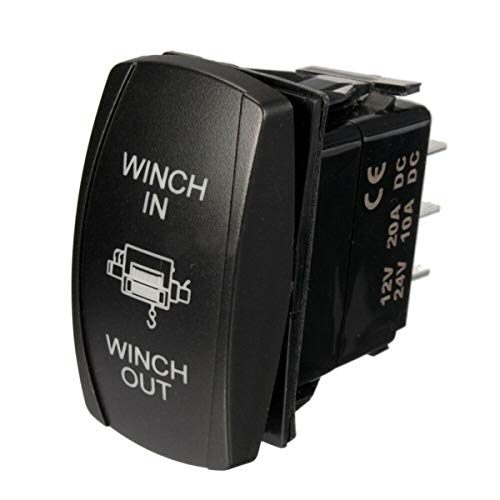 Fabood F 7 Pin Winch In/Out Momentary Rocker Switch Laser On-Off-On Two Led Backlit Blue Light 20A 12V For Auto Automotive Motorcycle Truck Boat Marine Off-Road Atv Replace Kit (With Jumper Wire) #TOP6