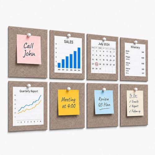 Image of MMT Acoustix 8Pcs Felt Bulletin Board, 30x30cm Self-Adhesive | Office, Study Room, Walls Felt Message Board for Notes, Photos, Schedules Arabian Sand