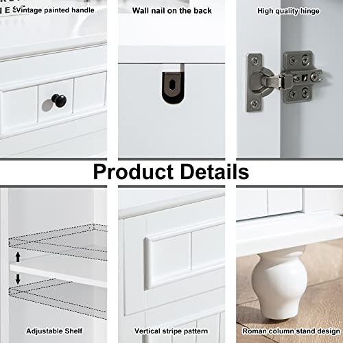 Scurrty Buffet Cabinet Bar Cabinet With Storage, 38 Inch Coffee Bar Cabinet Kitchen Buffet Storage Cabinet With 4 Drawers, Sideboard Buffet Cabinet For Kitchen, Dinning Room And Living Room, White #TOP3