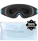 Halo Schlafmaske – Verdunkelnde Schlafmaske Frauen – 3D Schlafmaske Herren für Komfort ohne Druck – Vorgeformte Schlafbrille für Komplette Verdunkelung – Schwarze Augenbinde mit Etui