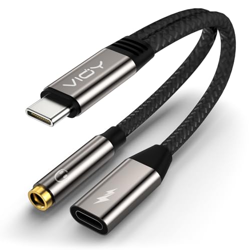 VIOY 10 Stück USB C auf 3,5 mm Kopfhörer- und Ladegerät-Adapter, 2-in-1 Typ C auf AUX und Ladegerät-Splitter mit PD 60 W Schnellladung und Datenübertragung für iPhone 16/15 Pro, iPad Pro, Samsung
