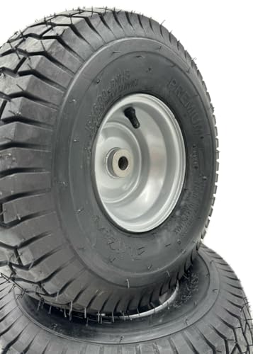 Set of 2-15x6.00-6 Silver Lawn Mower Replacement Wheel - Fits 3/4 Inch Axle