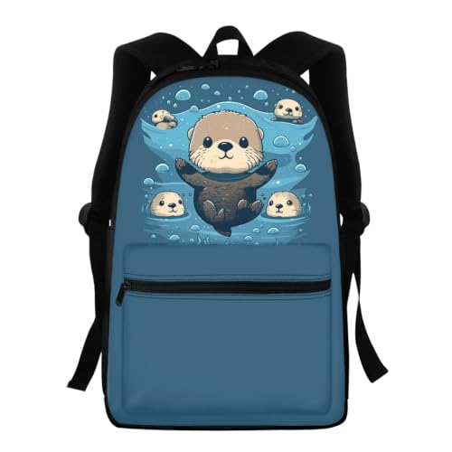 Image of HELLHERO Sea Otter Backpack for Girls 7-8 9-10 10-15 Boys School Bag Kids School Backapcks Kindergartener Primary Bookbag Outdoors Hiking Camping Daypack Travel Rucksack Satchel