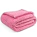 PAVILIA Sherpa Throw Blanket for Couch Sofa, Pink Fluffy Warm Plush Blanket for Bed, Cozy Super Soft Lightweight Throw, Fuzzy Decorative Blanket, All Season Home, 50x60