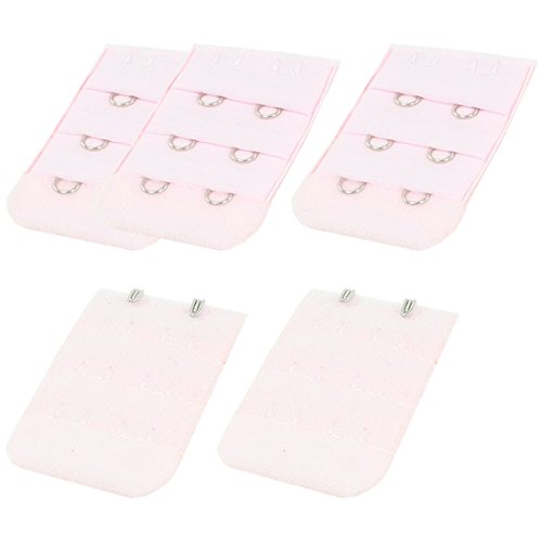 sourcing map 5 Pcs 2 Hook 3 Row Underwear Bra Strap Extension for Lady Pink One Size
