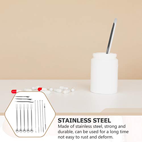 UKCOCO 13 Unidades de Aço Inoxidável Espátula de Laboratório Colher de Amostra Longa Colher de Amost