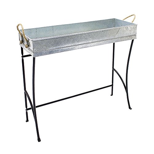 Achla Designs WT-04 Trestle, Large Metal windowsill Plant Stand Indoor Outdoor with Removable Tray, Black and Galvanized Steel by Achla Designs - Used condition - US$67.86