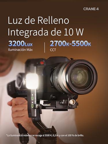 Ficha técnica ZHIYUN Crane 4 Estabilizador Gimbal para cámara DSLR y sin Espejo estabilizador de 3 Ejes con trípode Bolsillo lámpara de vídeo para Nikon Canon Sony Panasonic Fujifilm - Fernando Cortés