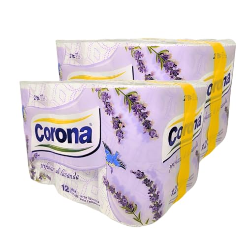 Carta Igienica 24 Rotoli, doppio velo in Pura cellulosa - Profumata alla Lavanda - Pura Cellulosa, Morbidezza Superiore e Aroma Rilassante