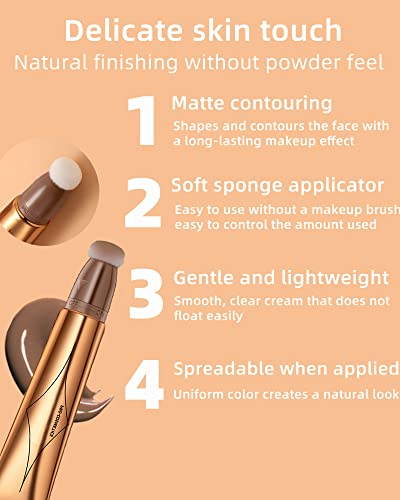 Liquid Bronzer Contour Beauty Wand, Face Concealer Pen With Soft Cushion Applicator, Smooth Cream Matte Finish Liquid Contour Stick, Blendable Long Lasting Waterproof Body Face Contouring Makeup-01 #TOP2