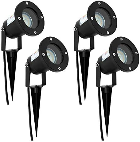 Wondlumi 4X Garden Lights Mains Powered, Outdoor Spot Lighting Garden Spike Lights, Adjustable GU10 Landscape Spotlight 240V Matt Black IP65 Waterproof for Pathway-No Bulb