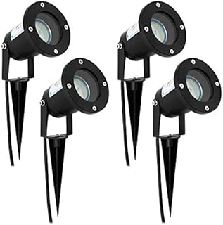 Wondlumi 4X Garden Lights Mains Powered, Outdoor Spot Lighting Garden Spike Lights, Adjustable GU10 Landscape Spotlight 240V Matt Black IP65 Waterproof for Pathway-No Bulb