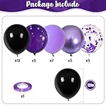 Purple Black Balloons, 12 Inch Dark Purple Light Balloons with Metallic Purple Confetti Latex Balloon Set for Girls Women Halloween Birthday Bridal Shower Wedding Party Decorations Is-02 - Image 2