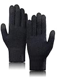 TRENDOUX Mens Gloves for Cold Weather Women Merino Wool Thick Touch Screen Knit Thermal Gloves Black L