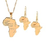 18k Gold-Plated Brass African Map Jewelry Set for Women Wedding Party