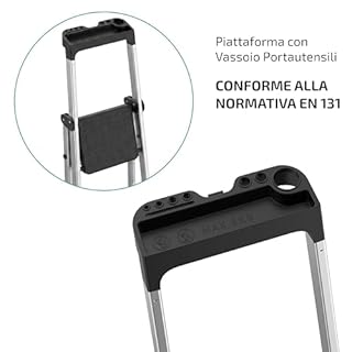 Scala Pieghevole in Alluminio a 5 Gradini con con Vassoio Portautensili Integrato || EN 131 || Portata 150kg || Struttura Robusta e Leggera per Casa, Ufficio e Fai da Te