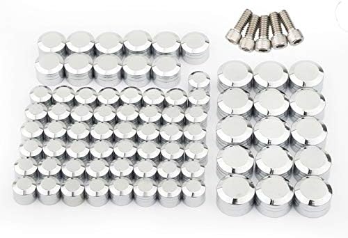 Bolt Covers Engine Head Bolts Toppers Caps Kit Aluminum for Twin Cam Touring 2007-2016 Road King Electra Glide FLT FLH Chrome (Pack of 75)