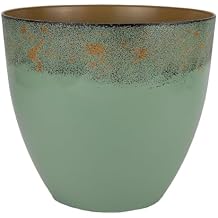 The HC Companies 13 Inch Seabrook Decorative Round Planter - Lightweight Premium Resin Plant Pot with a Ceramic Look for Indoor Outdoor Use, Seafoam