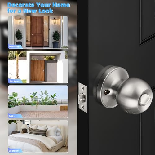 KNOBWELL Keyed Alike Door Locks in Brushed Nickel Finish, Keyed Entry Door Knob for Exterior Interior Door, Combo Pack Round Ball Shape Door Knobs, Exterior Door Handle, 4 Pack by KNOBWELL - Used condition - Image 7