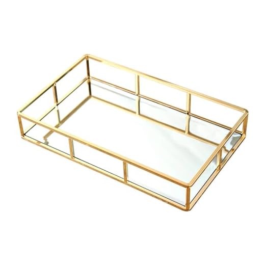 PuTwo Tray Mirror, Gold Mirror Tray Perfume Tray Mirror Vanity Tray Dresser Tray Ornate Tray Metal Decorative Tray Tray Jewelry Perfume Organizer Makeup Tray for Vanity, Dresser, Bathroom, Bedroom