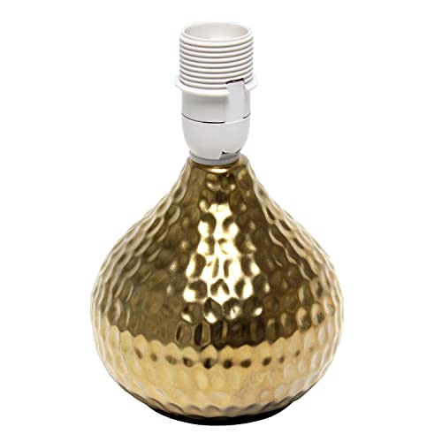 Simple Designs Lt2073-Gdw Mini Hammered Texture Gold Drip Table Lamp With White Shade #TOP5